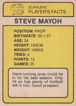 1981 Scanlens #127 Steve Mayoh Back